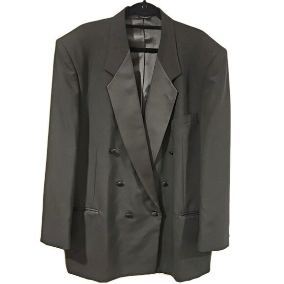 Neil Allyn Tuxedo Jacket Men 42R Black Wool Dinner Suit Coat Satin Lapel Formal - Picture 1 of 11